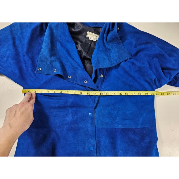 David Laurenz leathers made in USA vivid blue suede shaket w/ tie M ^ - Picture 8 of 8